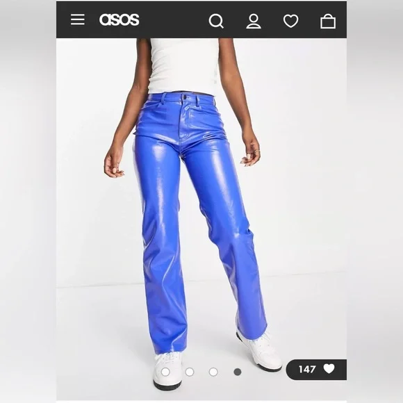 NWT Faux Leather Straight Leg Pants from ASOS - Picture 1 of 5